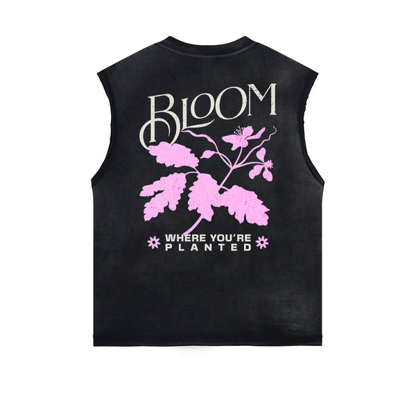 Distressed Flower Graphic Muscle Tank