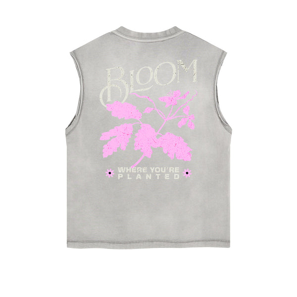 Frayed-Edge Flower Graphic Tank Top