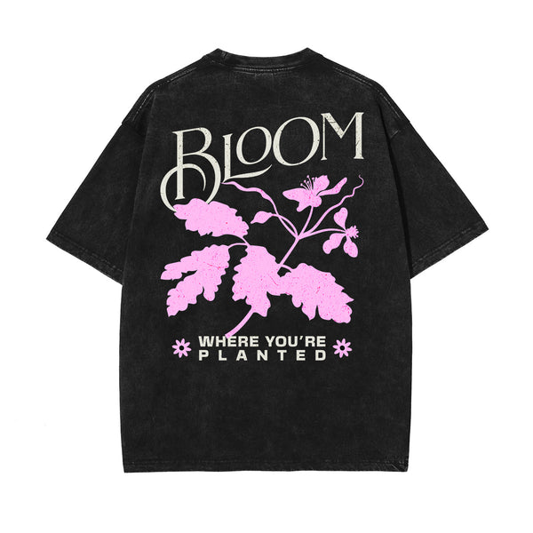 Stone-Washed Flower Graphic T-Shirt