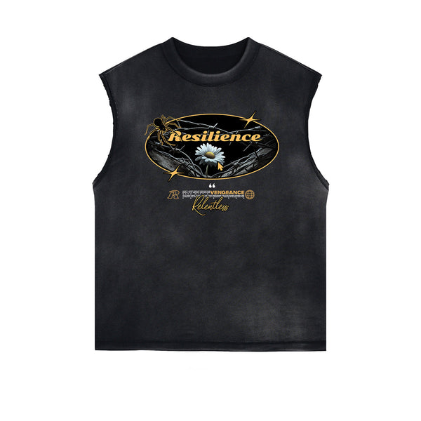 Distressed Flower Graphic Muscle Tank