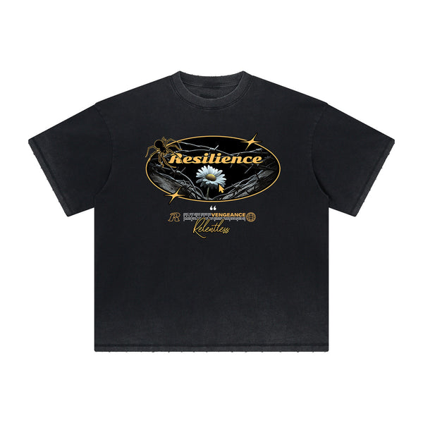 Vintage-Style Frayed Flower Graphic Tee