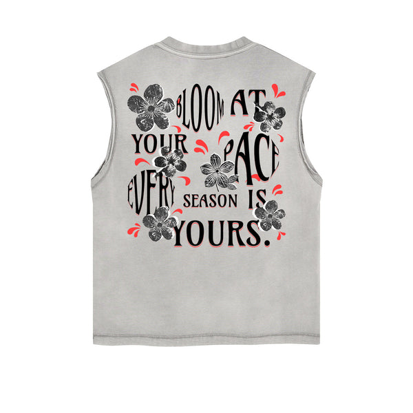 Frayed-Edge Flower Graphic Tank Top