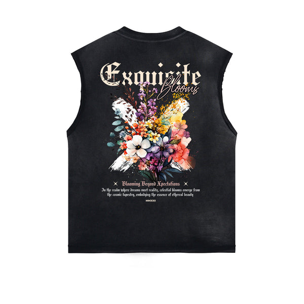 Distressed Flower Graphic Muscle Tank