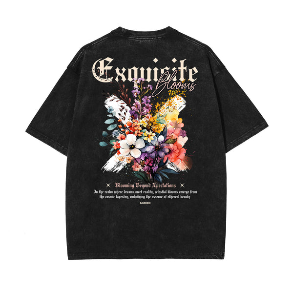 Stone-Washed Flower Graphic T-Shirt