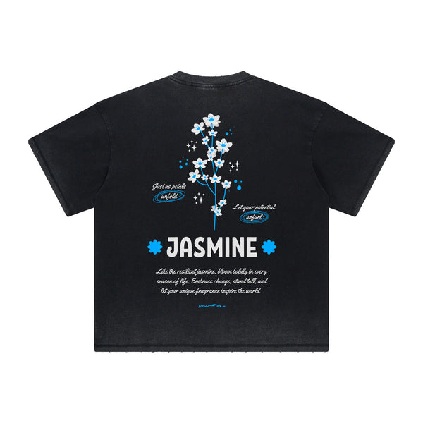 Vintage-Style Frayed Flower Graphic Tee