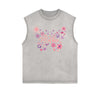 Frayed-Edge Flower Graphic Tank Top