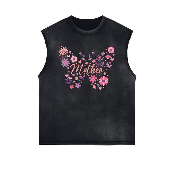 Distressed Flower Graphic Muscle Tank