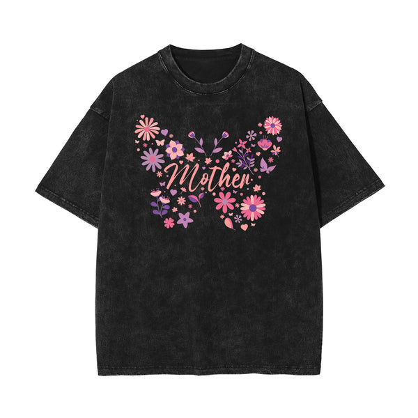 Stone-Washed Flower Graphic T-Shirt