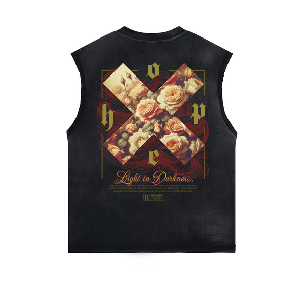 Distressed Flower Graphic Muscle Tank