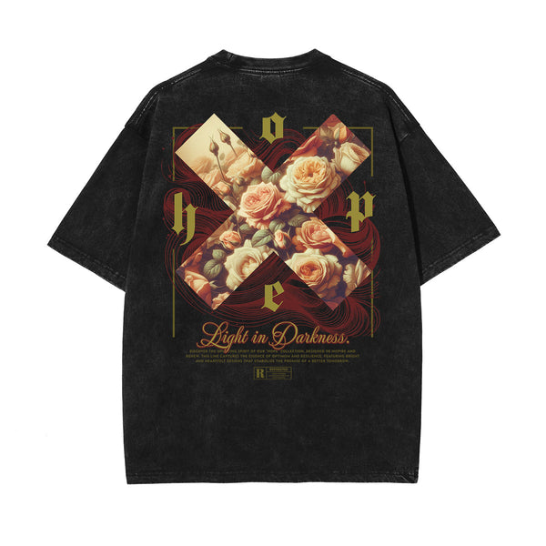 Stone-Washed Flower Graphic T-Shirt