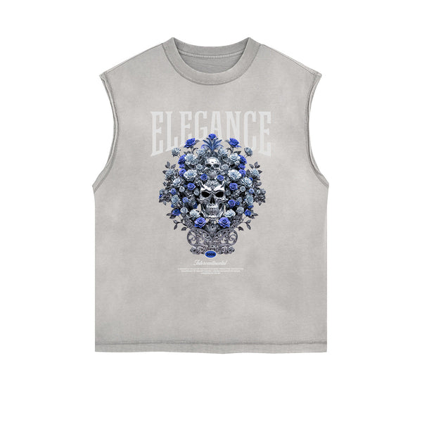 Frayed-Edge Flower Graphic Tank Top