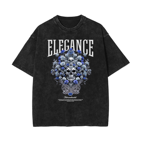 Stone-Washed Flower Graphic T-Shirt