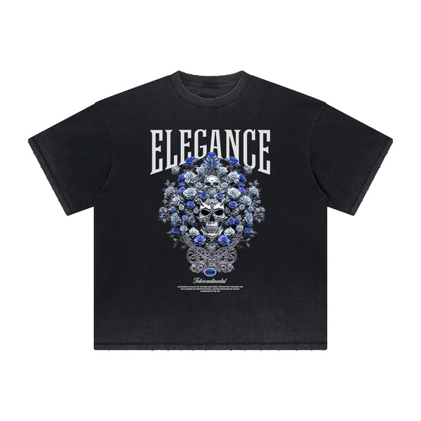Vintage-Style Frayed Flower Graphic Tee