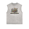 Frayed-Edge Flower Graphic Tank Top
