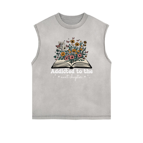 Frayed-Edge Flower Graphic Tank Top