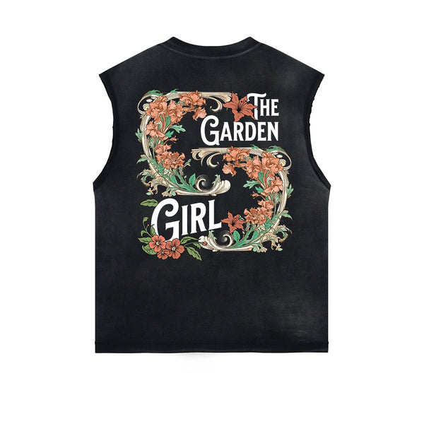 Distressed Flower Graphic Muscle Tank