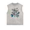 Frayed-Edge Flower Graphic Tank Top