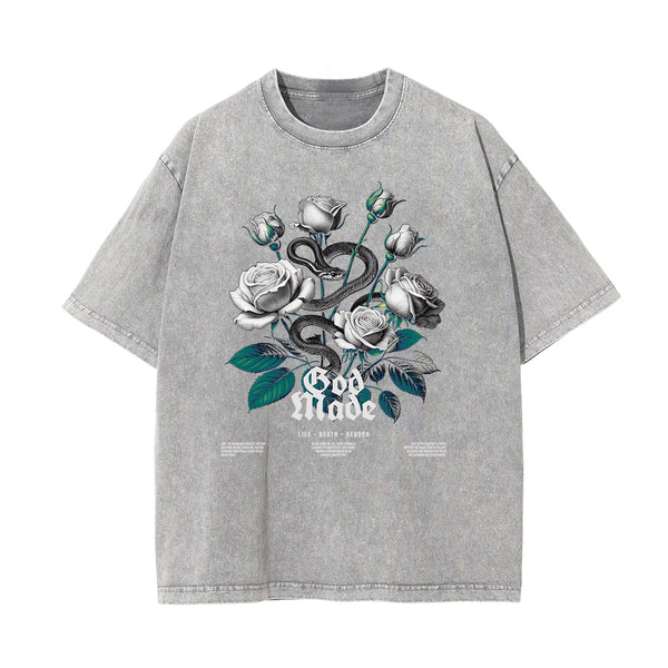 Washed Cotton Flower Graphic Tee