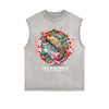 Frayed-Edge Flower Graphic Tank Top