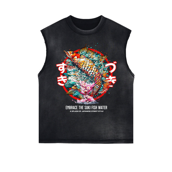 Distressed Flower Graphic Muscle Tank