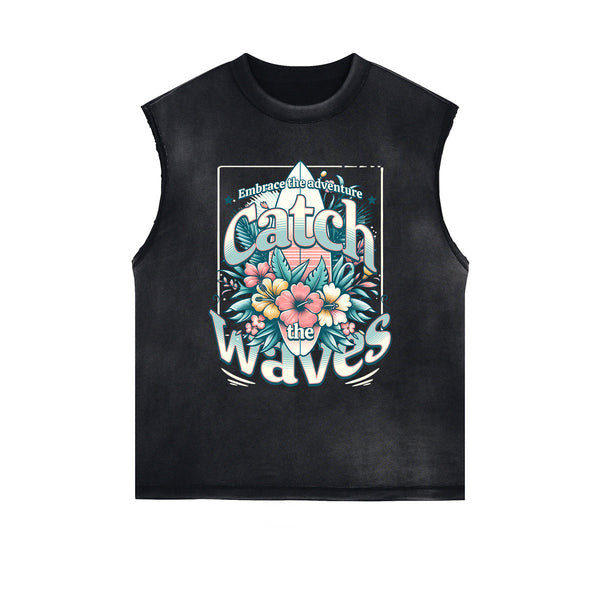 Distressed Flower Graphic Muscle Tank
