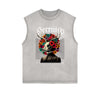 Frayed-Edge Flower Graphic Tank Top