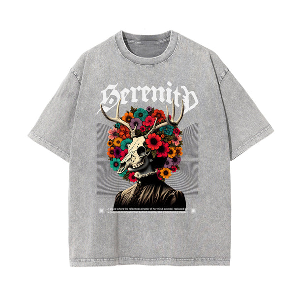 Washed Cotton Flower Graphic Tee