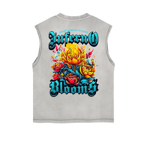 Frayed-Edge Flame Graphic Tank Top