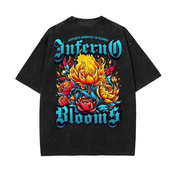 Stone-Washed Flame Graphic T-Shirt