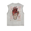 Frayed-Edge Flame Graphic Tank Top