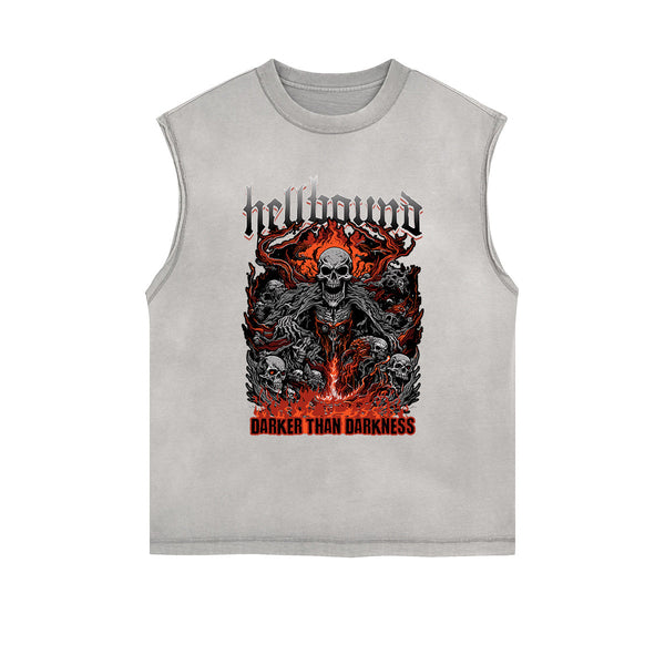 Frayed-Edge Flame Graphic Tank Top