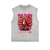 Frayed-Edge Flame Graphic Tank Top