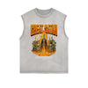 Frayed-Edge Flame Graphic Tank Top