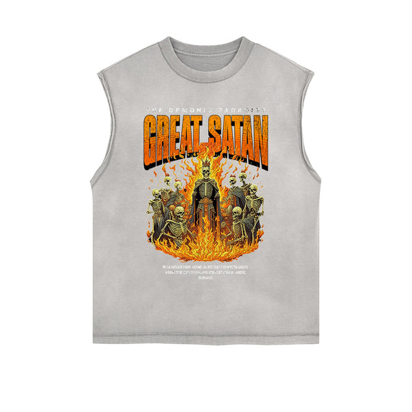 Frayed-Edge Flame Graphic Tank Top