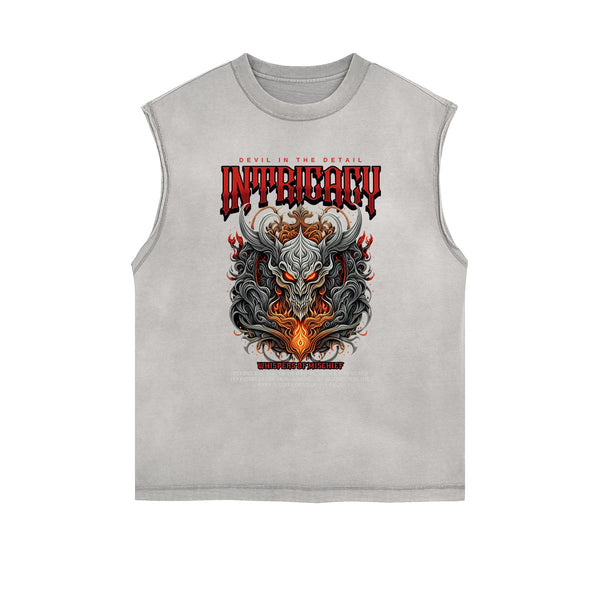 Frayed-Edge Flame Graphic Tank Top