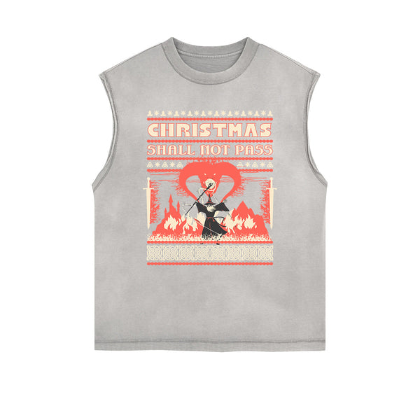 Frayed-Edge Flame Graphic Tank Top