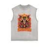 Frayed-Edge Flame Graphic Tank Top