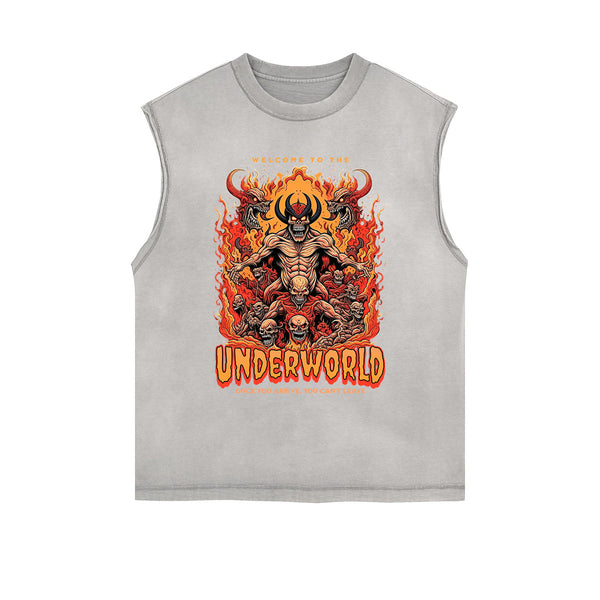 Frayed-Edge Flame Graphic Tank Top