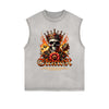 Frayed-Edge Flame Graphic Tank Top