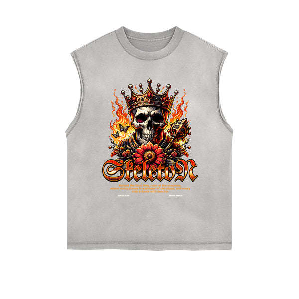 Frayed-Edge Flame Graphic Tank Top