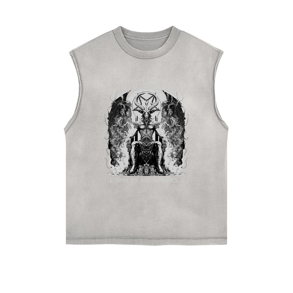 Frayed-Edge Flame Graphic Tank Top