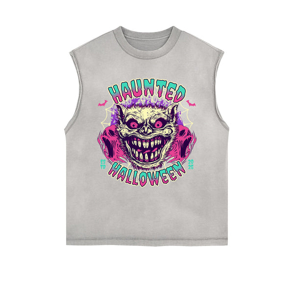 Frayed-Edge Flame Graphic Tank Top