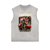 Frayed-Edge Flame Graphic Tank Top