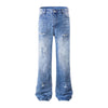 Relaxed Fit Wrinkle Wash Distressed Jeans