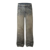 Mud Blue Distressed Wide-Leg Jeans