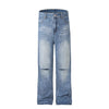 Vintage Wash Ripped Knee Straight-Leg Jeans