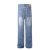 Vintage Wash Ripped Knee Straight-Leg Jeans