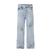 Light Blue Distressed Ripped Straight Jeans