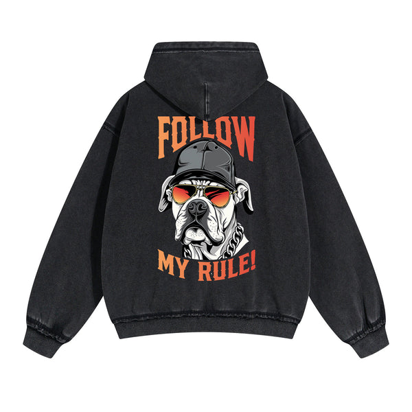 Cute Dog Graphic Double Slider Zip Hoodie-INNBLAC