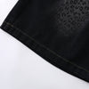 Black Leopard Print Denim Bermuda Shorts